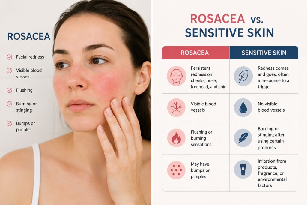 Rosacea vs Sensitive Skin comparison
